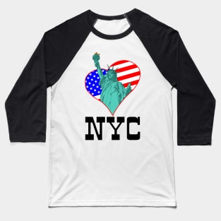 Statue of Liberty in the heart and NYC Baseball T-Shirt